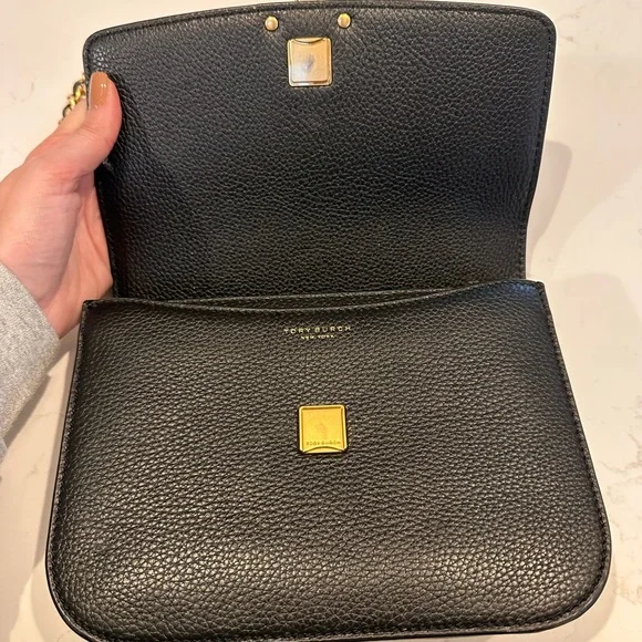 Tory Burch Black Crossbody Bag with Gold Logo - Picture 5 of 7